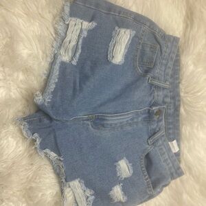 Distressed Denim Shorts